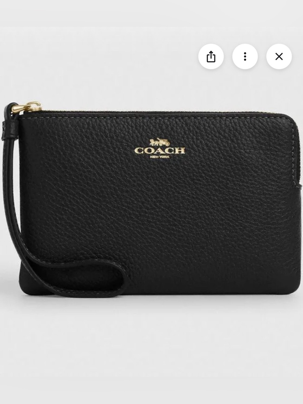 Coach Black Corner Zip Wristlet